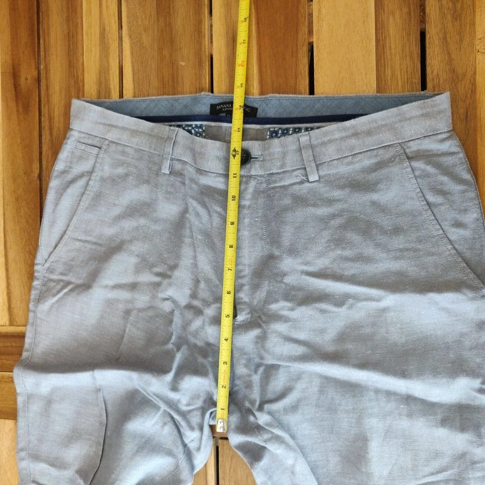 Banana Republic linen Mens Dress Pants Kentfield Gray Size 34 Inseam